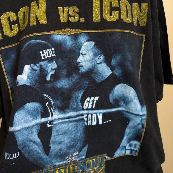 WWF WWE Icon Vs Icon The Rock Hulk Hogan Wrestlemania Vintage T Shirt XL - Picture 2 of 8